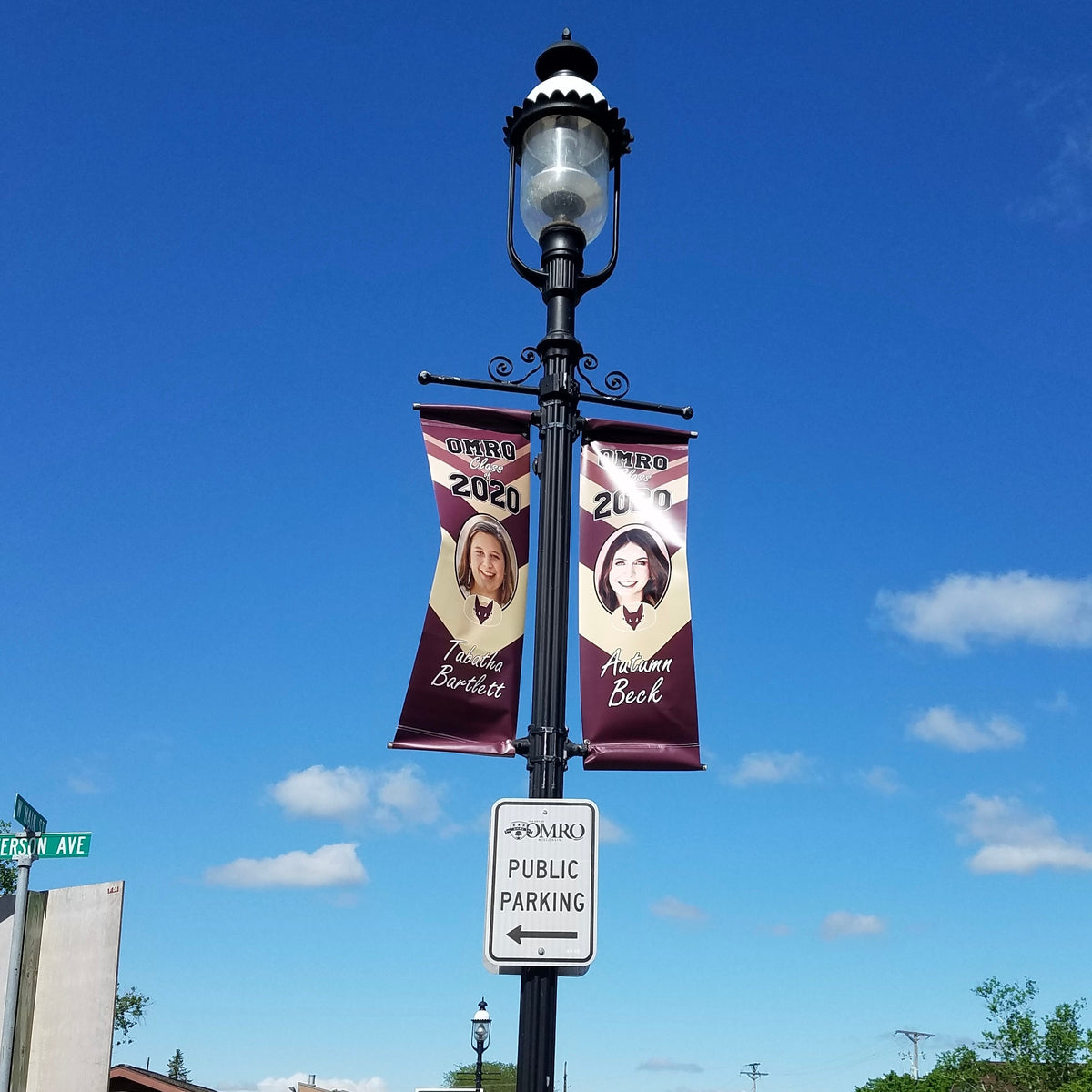 Custom Banners for Lamp Posts in Downtown