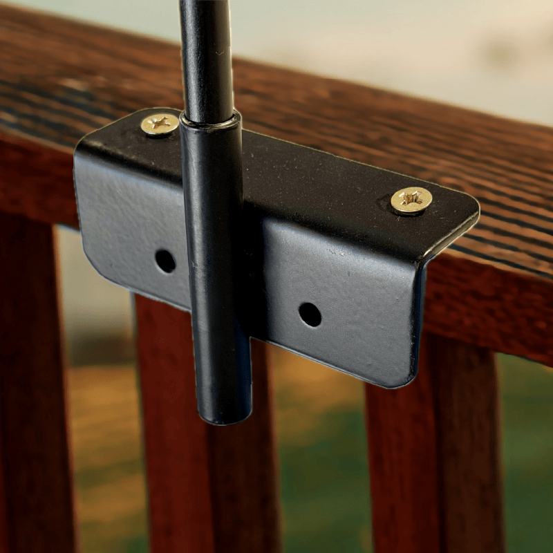 Yard spinner bracket for deck or railing