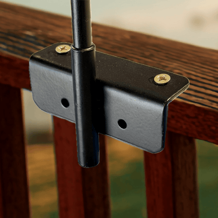 Yard spinner bracket for deck or railing