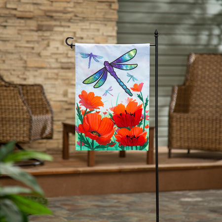 Dragonfly and Poppy Garden Flag
