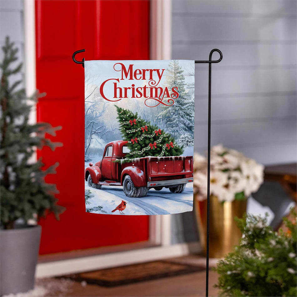 Evergreen Christmas Delivery Garden Flag