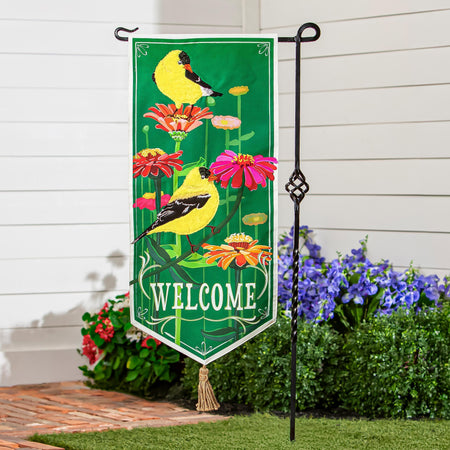 Finches and Flowers Textile Décor Flag