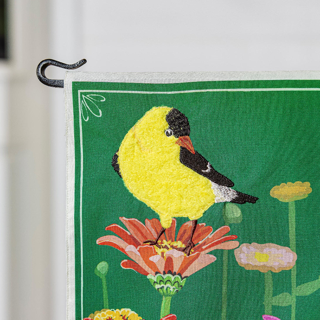 Finches and Flowers Textile Décor Flag