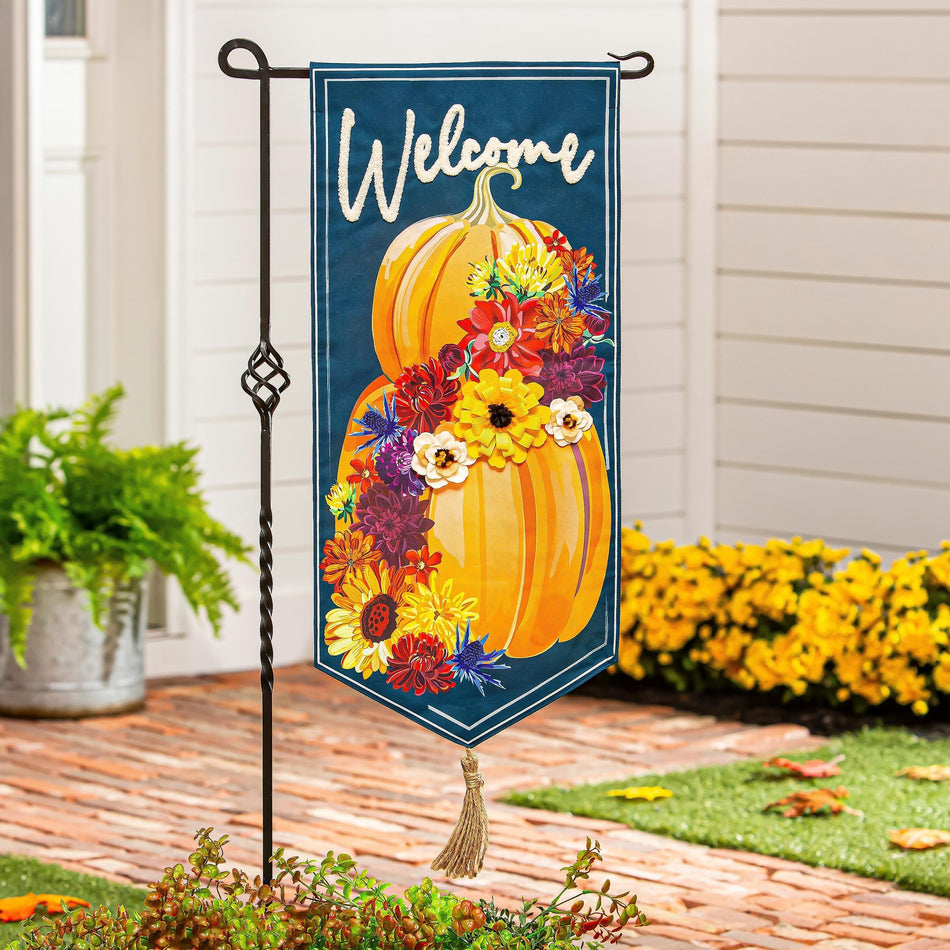 Floral Wrapped Pumpkin Textile Décor Flag-Garden Flag-Fly Me Flag
