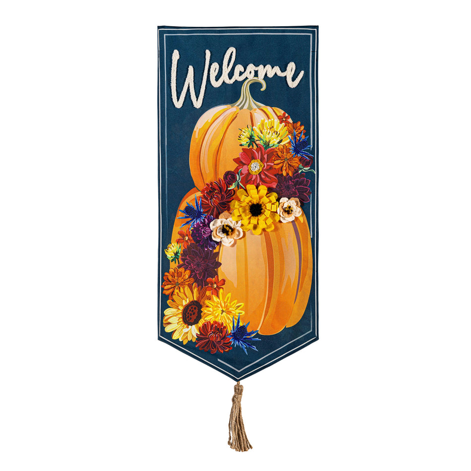 Floral Wrapped Pumpkin Textile Décor Flag-Garden Flag-Fly Me Flag