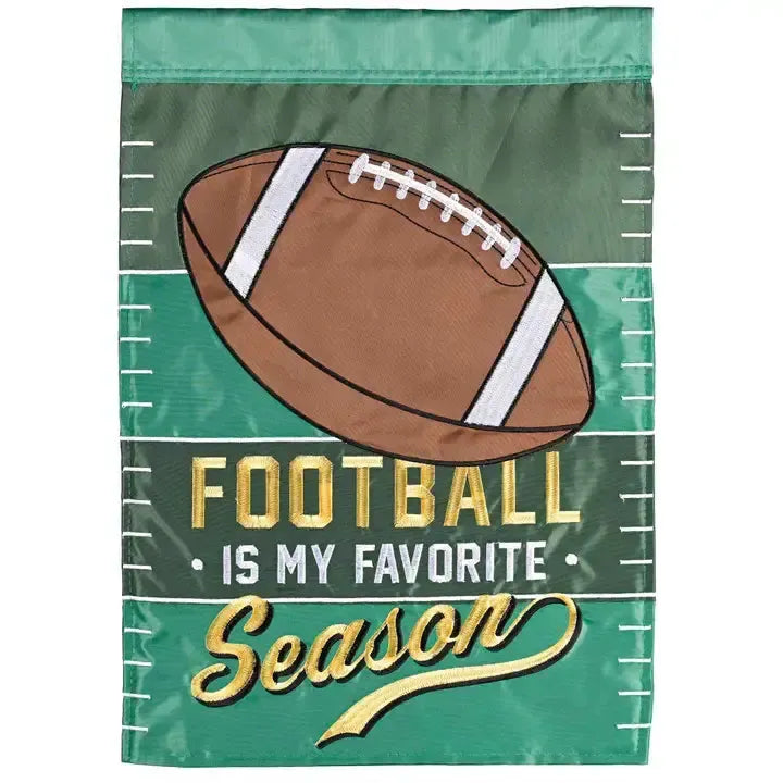 Foot Is My Favorite Season Features an Applique Football and the Embroidered Words Football 
Is My Favorite Season 