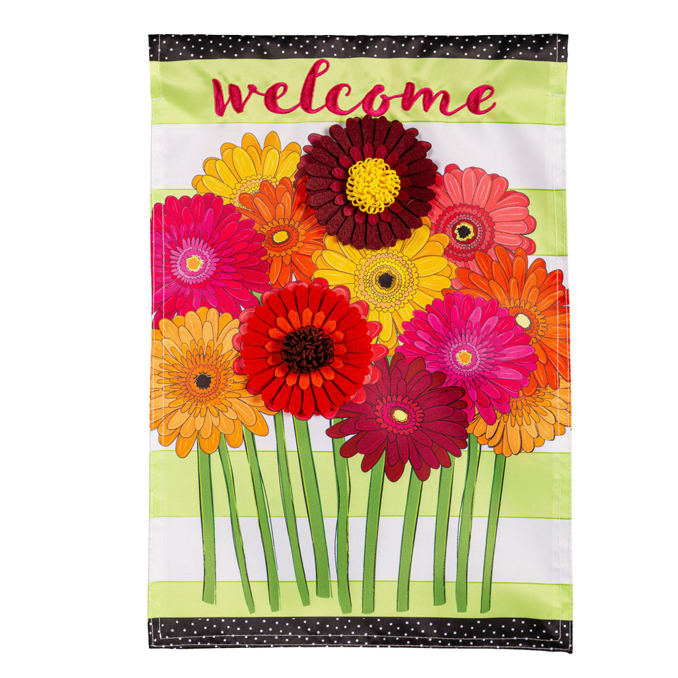 Gerbera Daisies Bouquet Appliqué Garden Flag