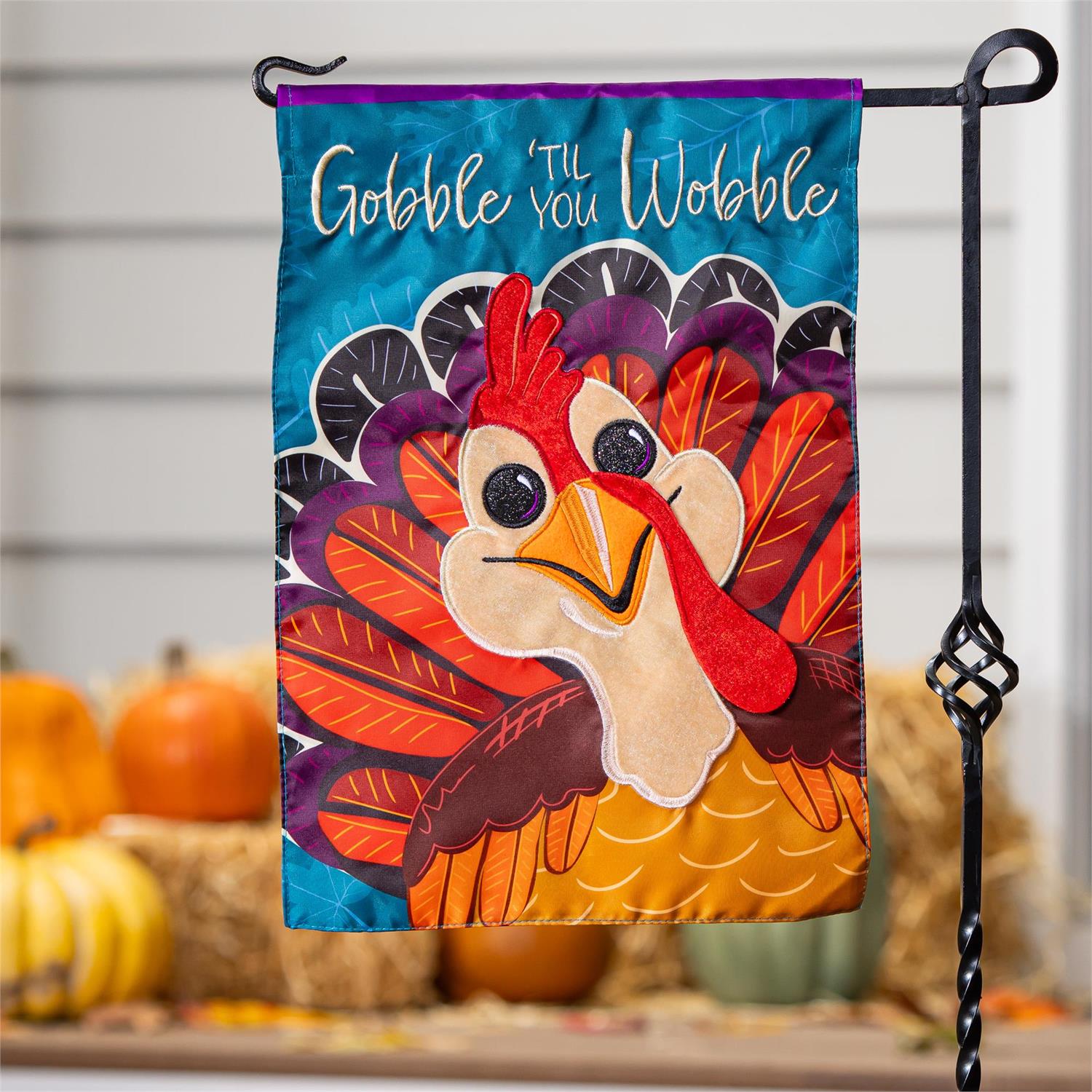 Gobble Til You Wobble Garden Flag