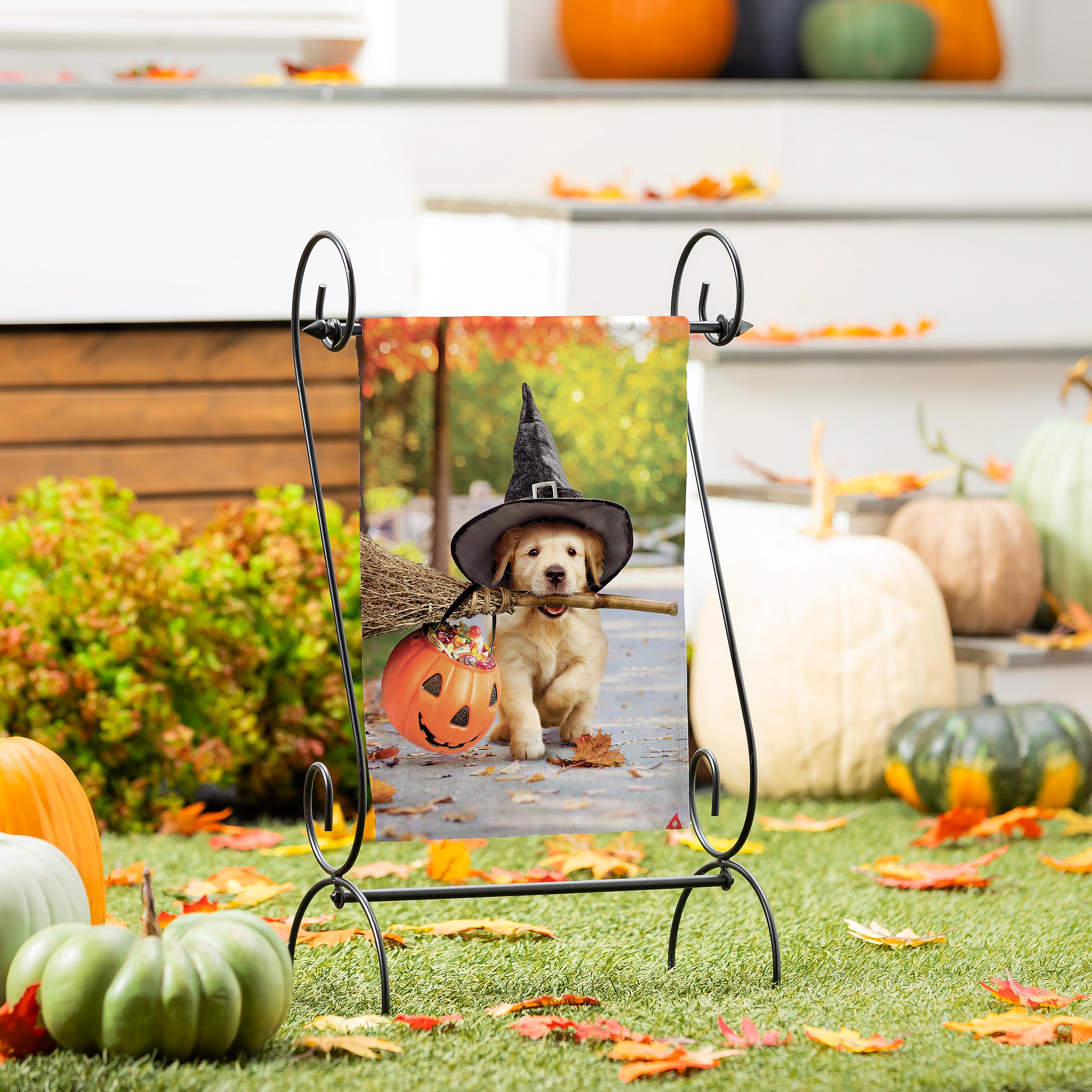 Goldens With Broom Garden Flag-Garden Flag-Fly Me Flag