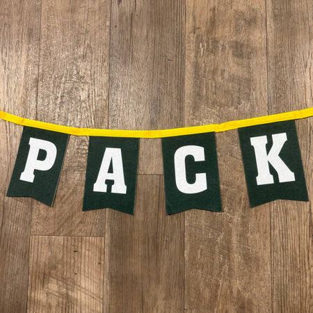 Close up of the Go Pack Go Pennants