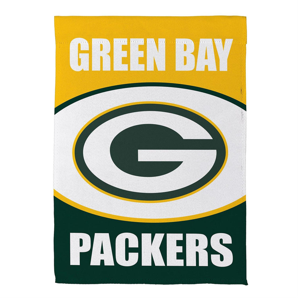 Green Bay Packers Suede House banner flag. "G" centered on flag surrounded with Green and Gold.