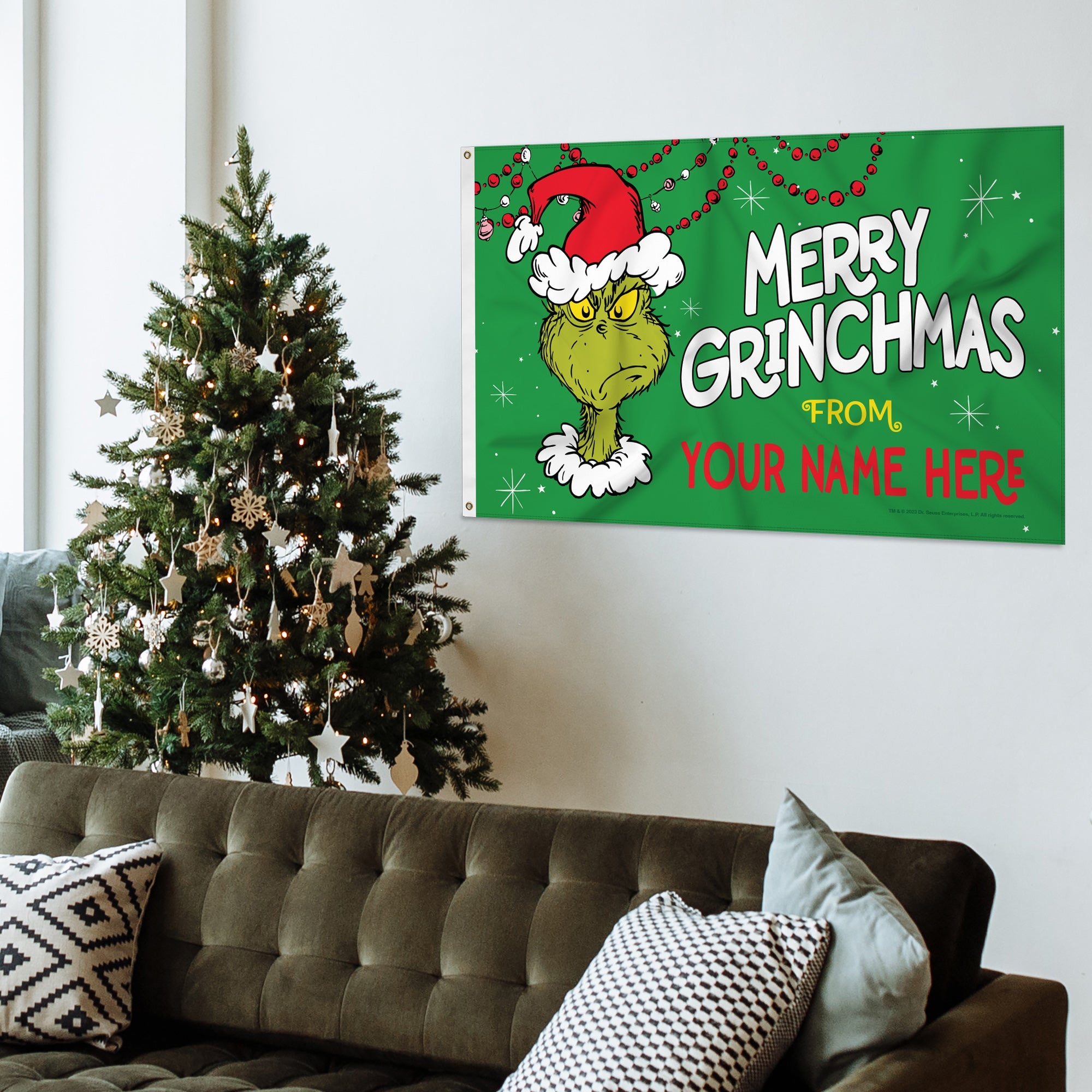 Grinch Christmas Personalized Custom 3’ x 5’ Flag