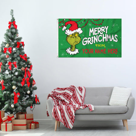 Grinch Christmas Personalized Custom 3’ x 5’ Flag