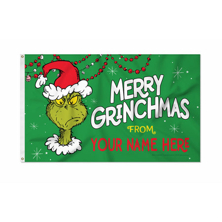 Grinch Christmas Personalized Custom 3’ x 5’ Flag