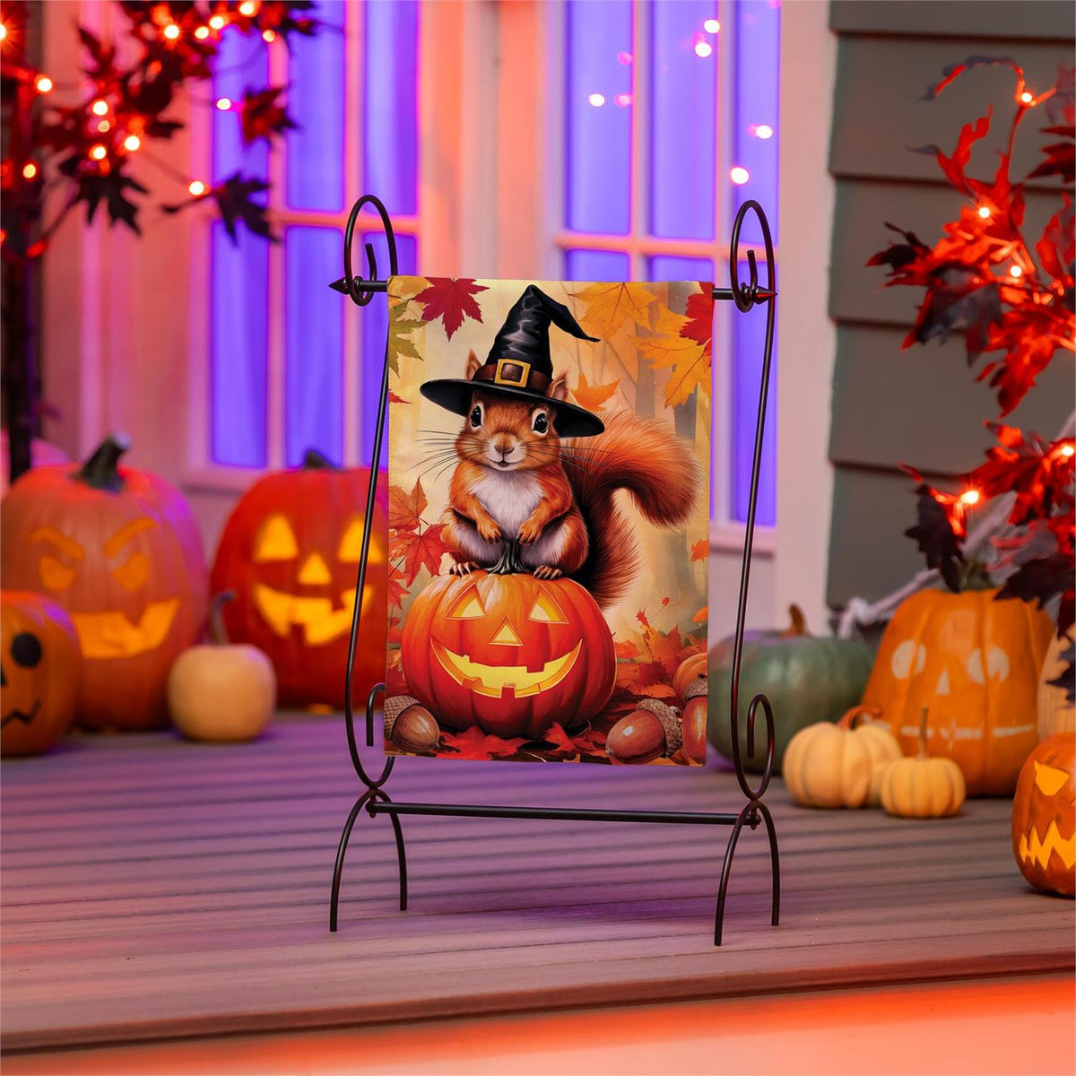 Halloween Squirrel Grove Garden Flag
