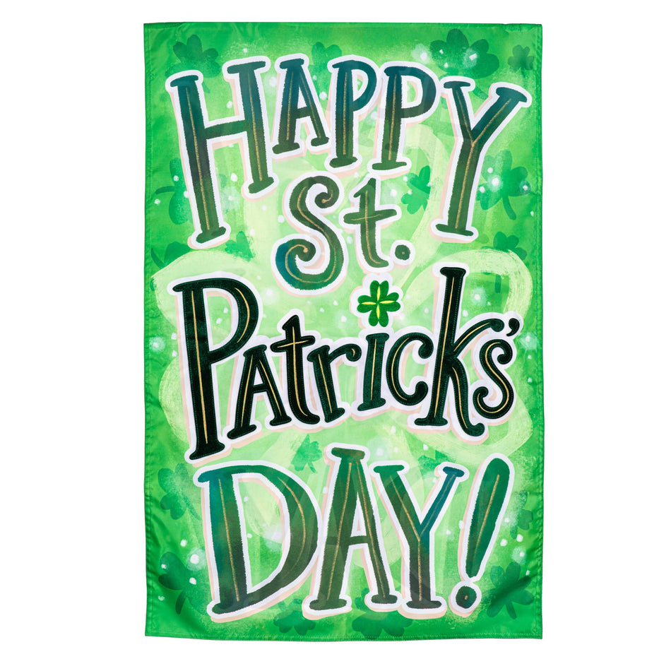 Happy St. Patrick's Day Applique Garden Flag