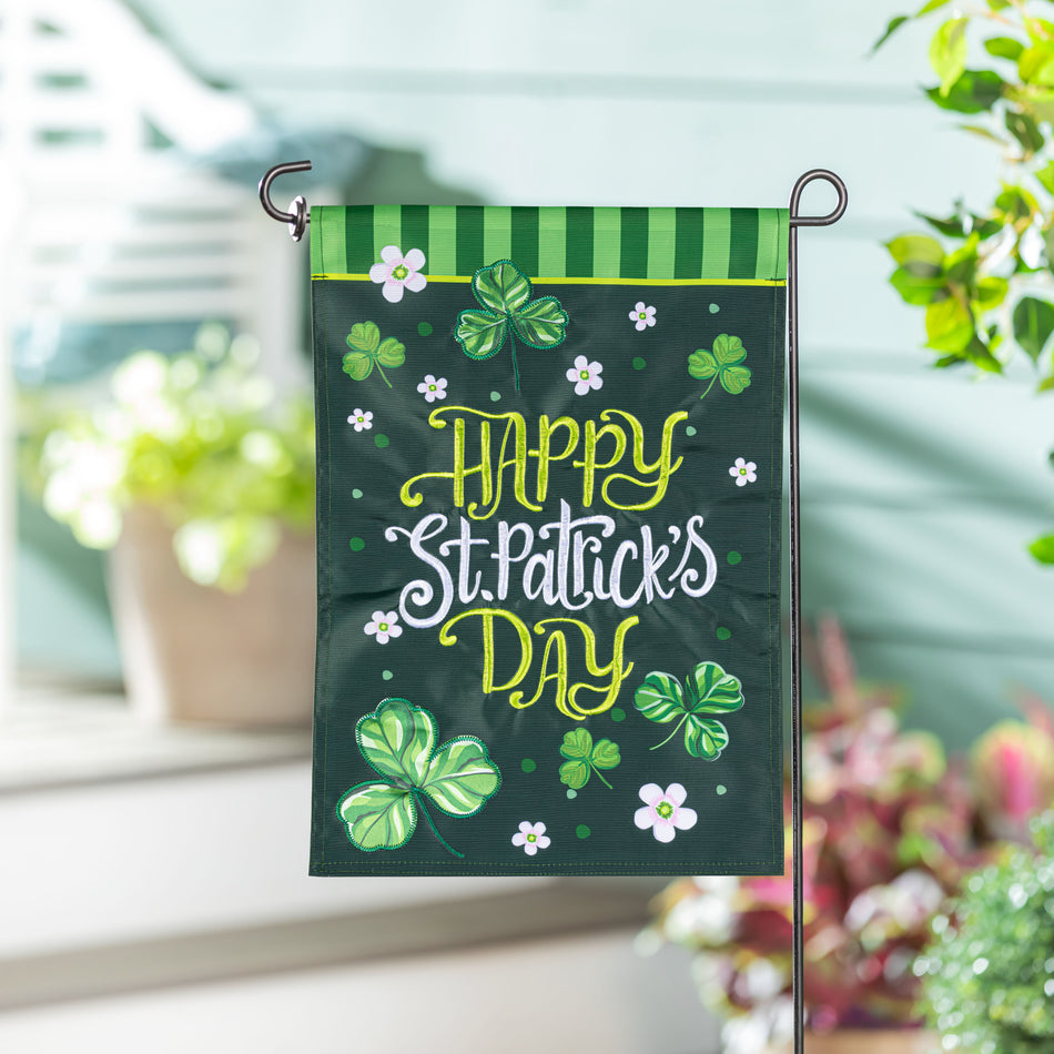 Happy St. Patrick's Day Shamrocks Garden Flag