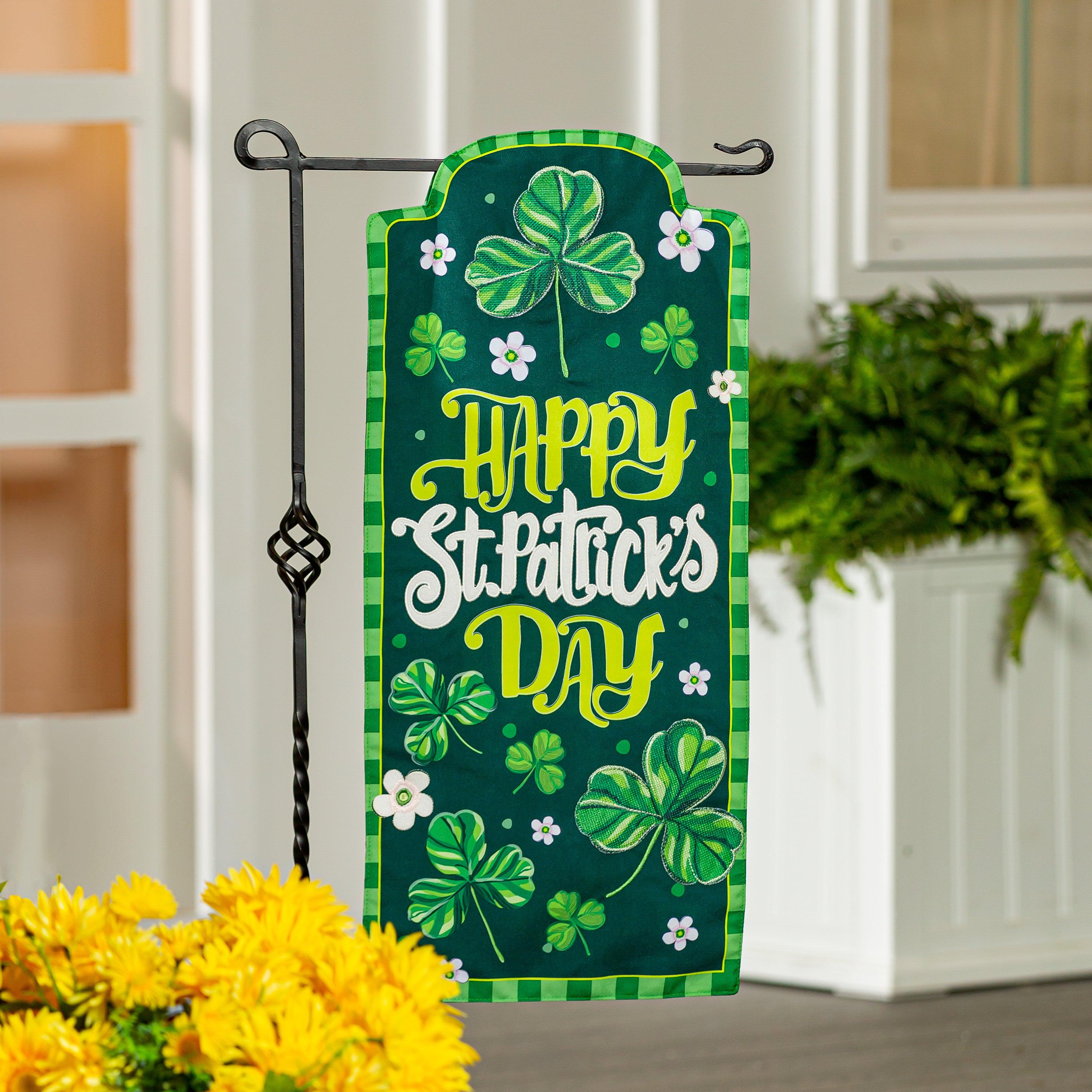 Happy St. Patrick's Day Shamrocks Textile Décor Flag