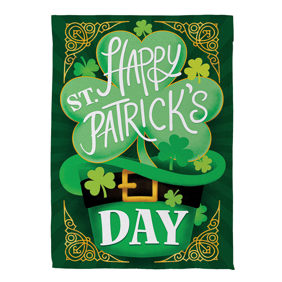 Happy St. Patrick's Day Suede Garden Flag