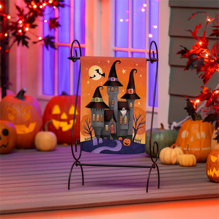 Haunted House Nighttime Garden Flag