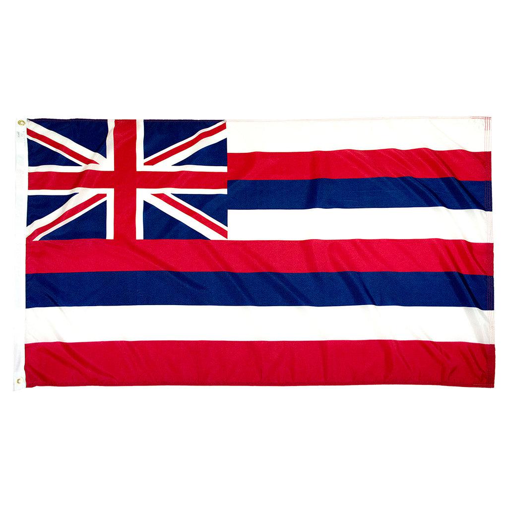 Long-lasting outdoor State of Hawaii Flags available in 1x1.5, 2x3, 3x5, 4x6, 5x8, 6x10, 8x12, 10x15 and 12x18 sizes