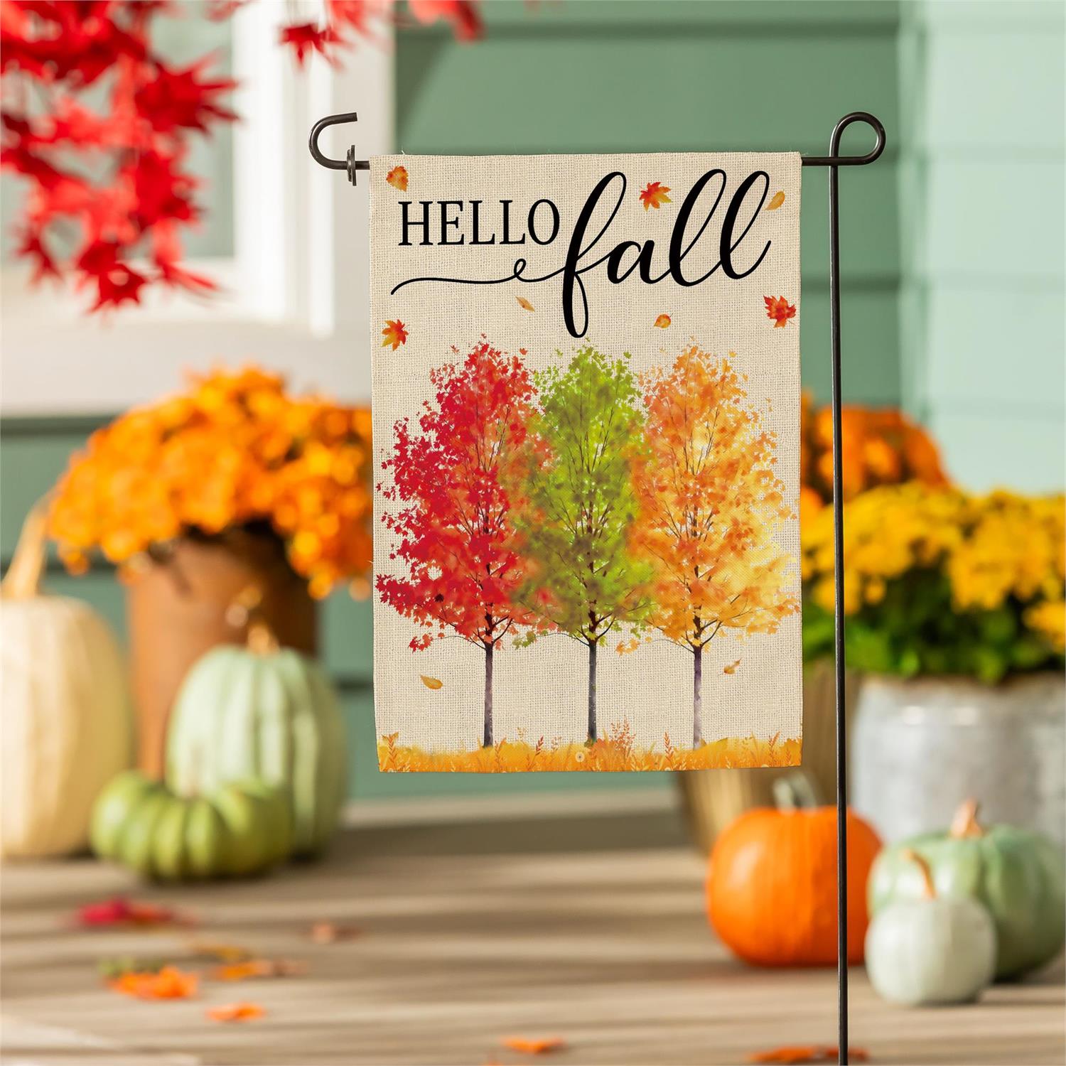 Hello Fall Autumn Trees Garden Flag