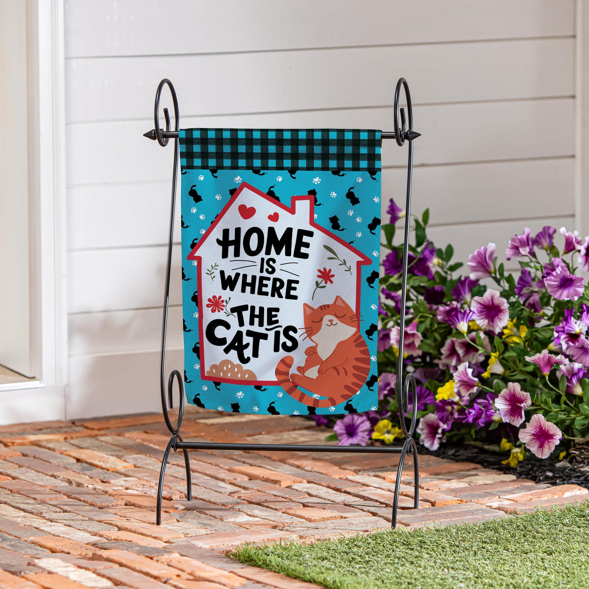 Cat Home Garden Flag