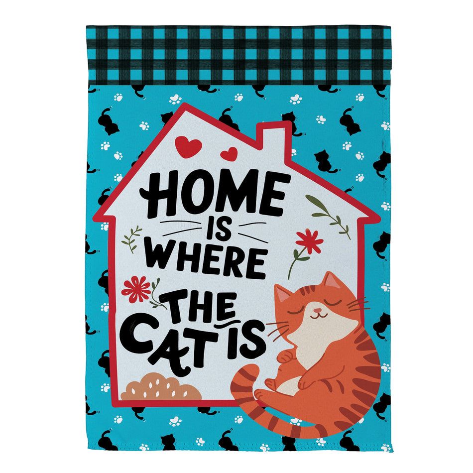 Home Is Where The Cat Is Garden Flag