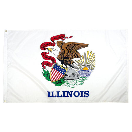 Long-lasting outdoor State of Illinois Flags available in 1x1.5, 2x3, 3x5, 4x6, 5x8, 6x10, 8x12, 10x15 and 12x18 sizes