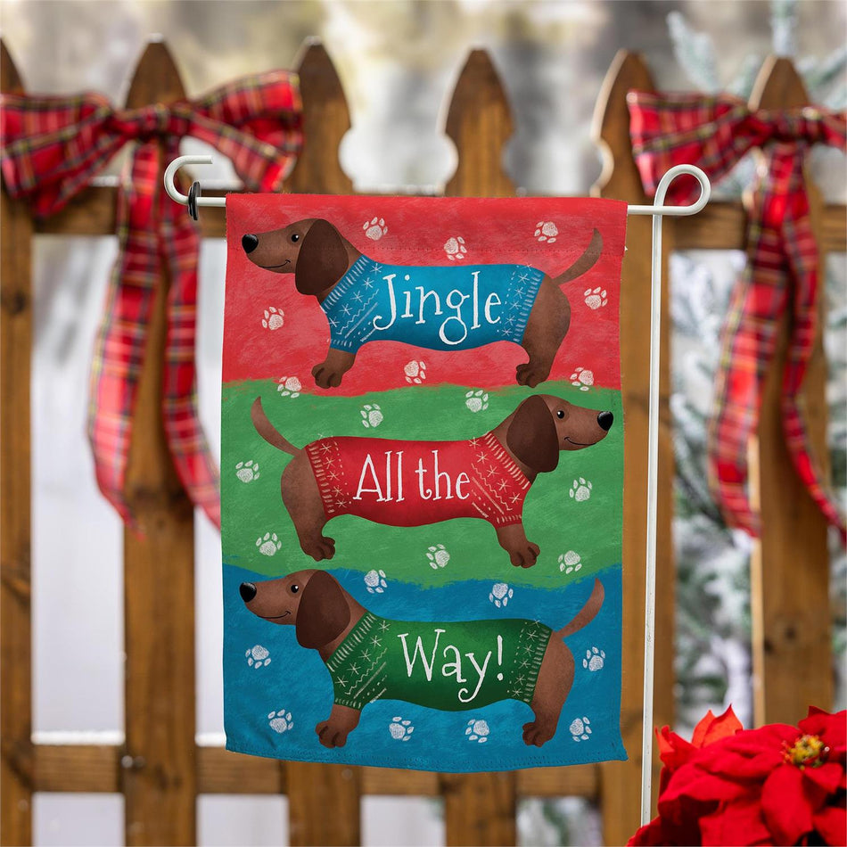 Jingle All The Way Dachshund Garden Flag