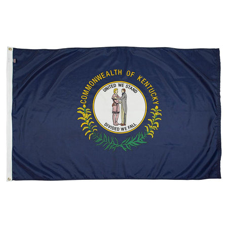 Long-lasting outdoor State of Kentucky Flags available in 1x1.5, 2x3, 3x5, 4x6, 5x8, 6x10, 8x12, 10x15 and 12x18 sizes