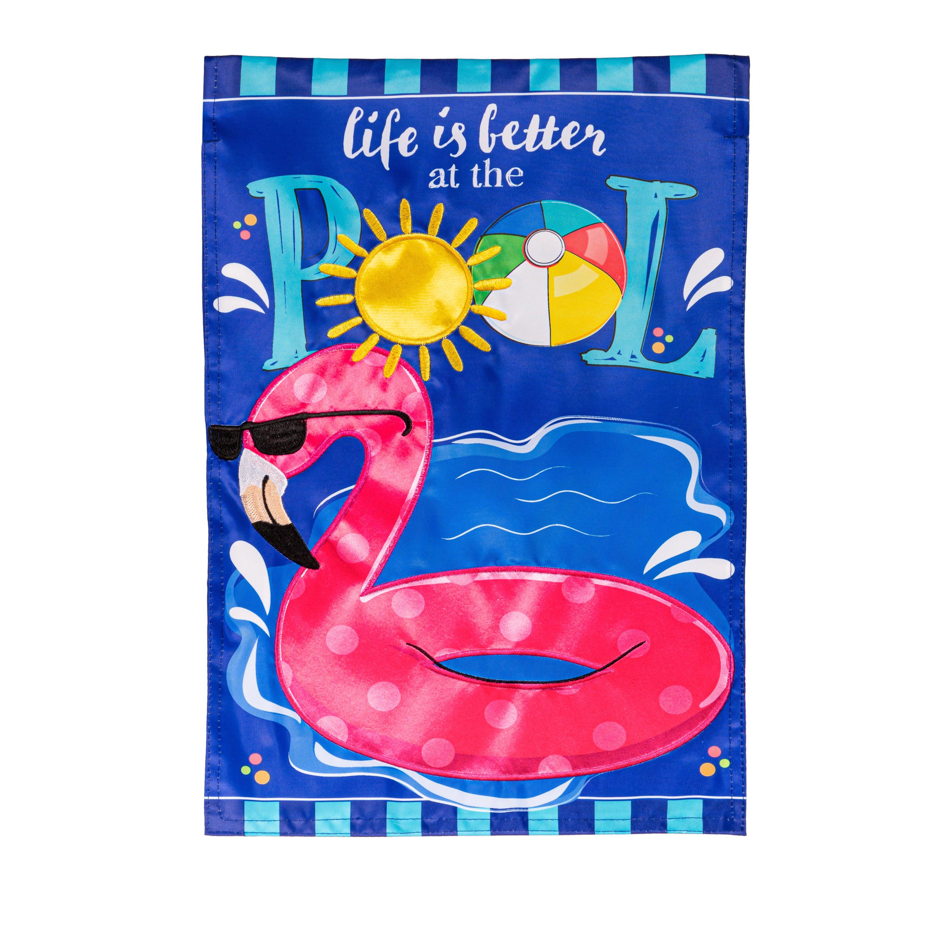 Life is Better at the Pool Appliqué Garden Flag