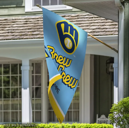 Milwaukee Brewers City Connect House Banner is Shown Being Displayed Outside a Home