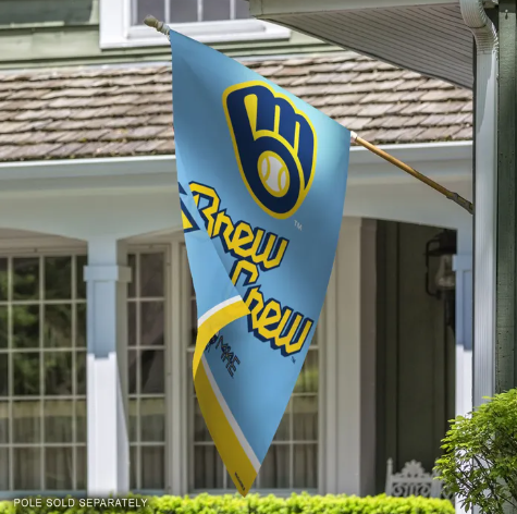 Milwaukee Brewers City Connect House Banner is Shown Being Displayed Outside a Home