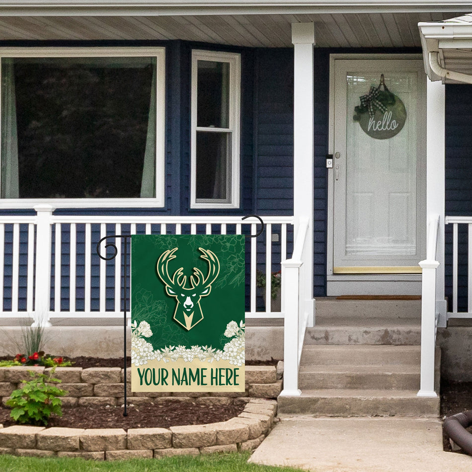 Milwaukee Bucks Personalized Custom Garden Flag