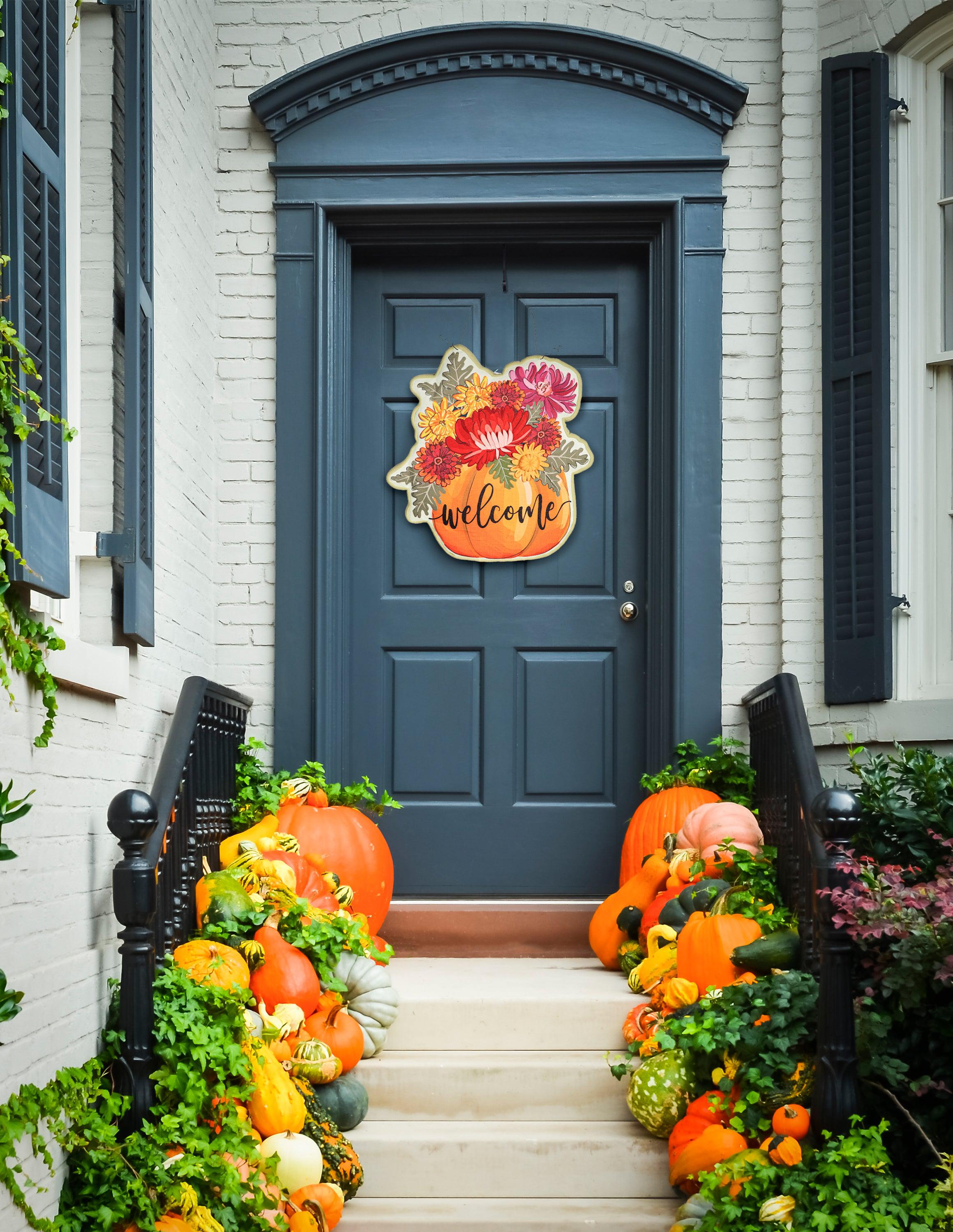 Mums and Pumpkin Door Décor