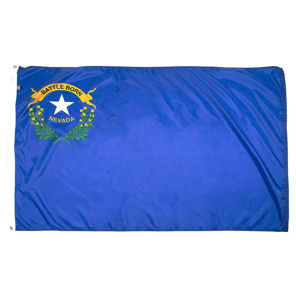 Long-lasting outdoor State of Nevada Flags available in 1x1.5, 2x3, 3x5, 4x6, 5x8, 6x10, 8x12, 10x15 and 12x18 sizes