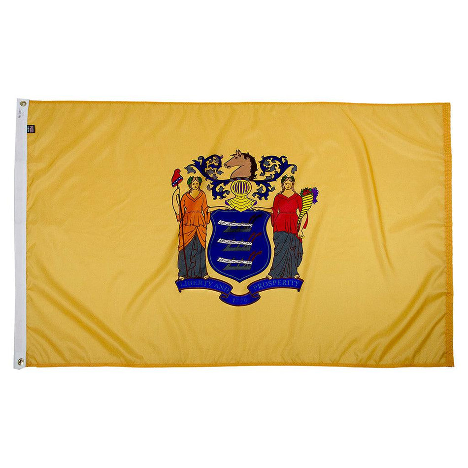  Long-lasting outdoor State of New Jersey Flags available in 1x1.5, 2x3, 3x5, 4x6, 5x8, 6x10, 8x12, 10x15 and 12x18 sizes