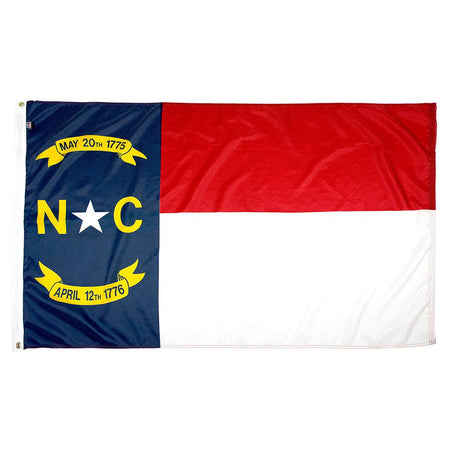 Long-lasting outdoor State of North Carolina Flags available in 1x1.5, 2x3, 3x5, 4x6, 5x8, 6x10, 8x12, 10x15 and 12x18 sizes