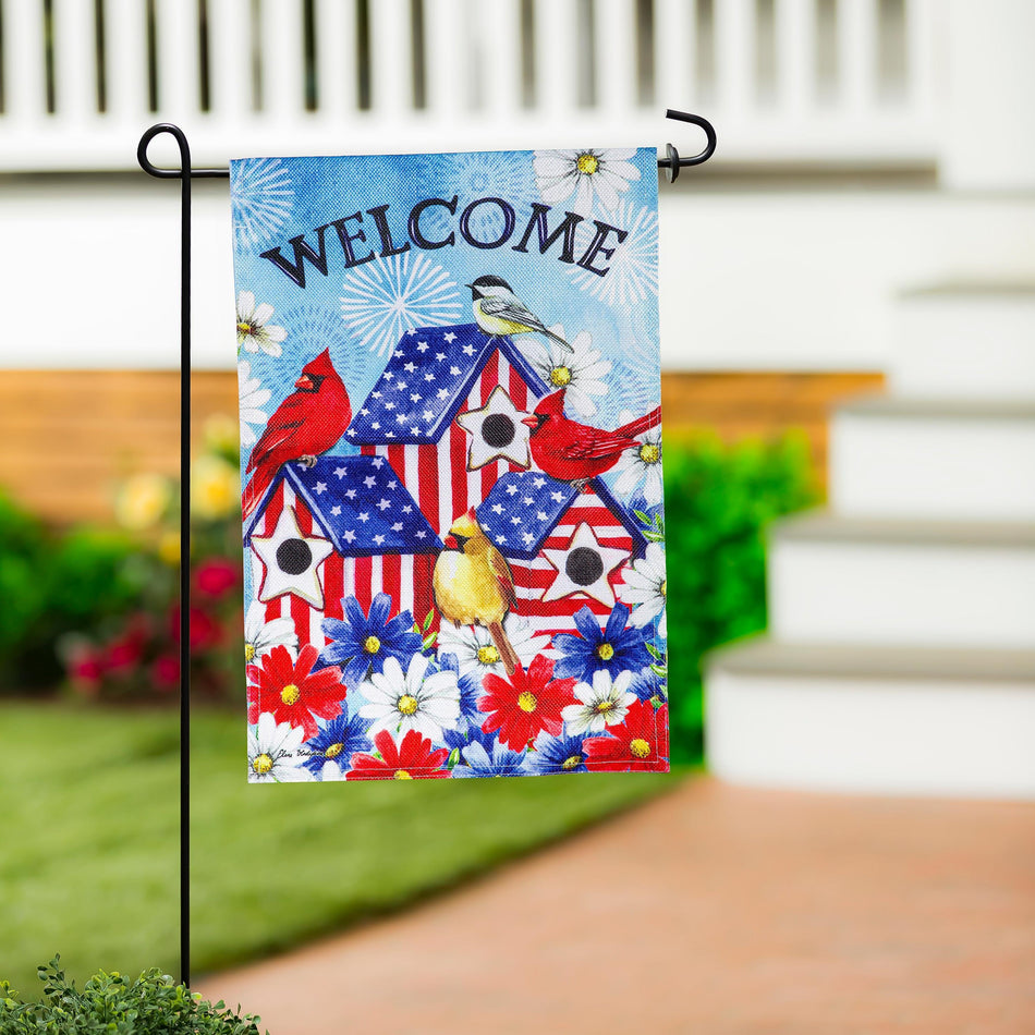 Patriotic Birdhouse Garden Flag