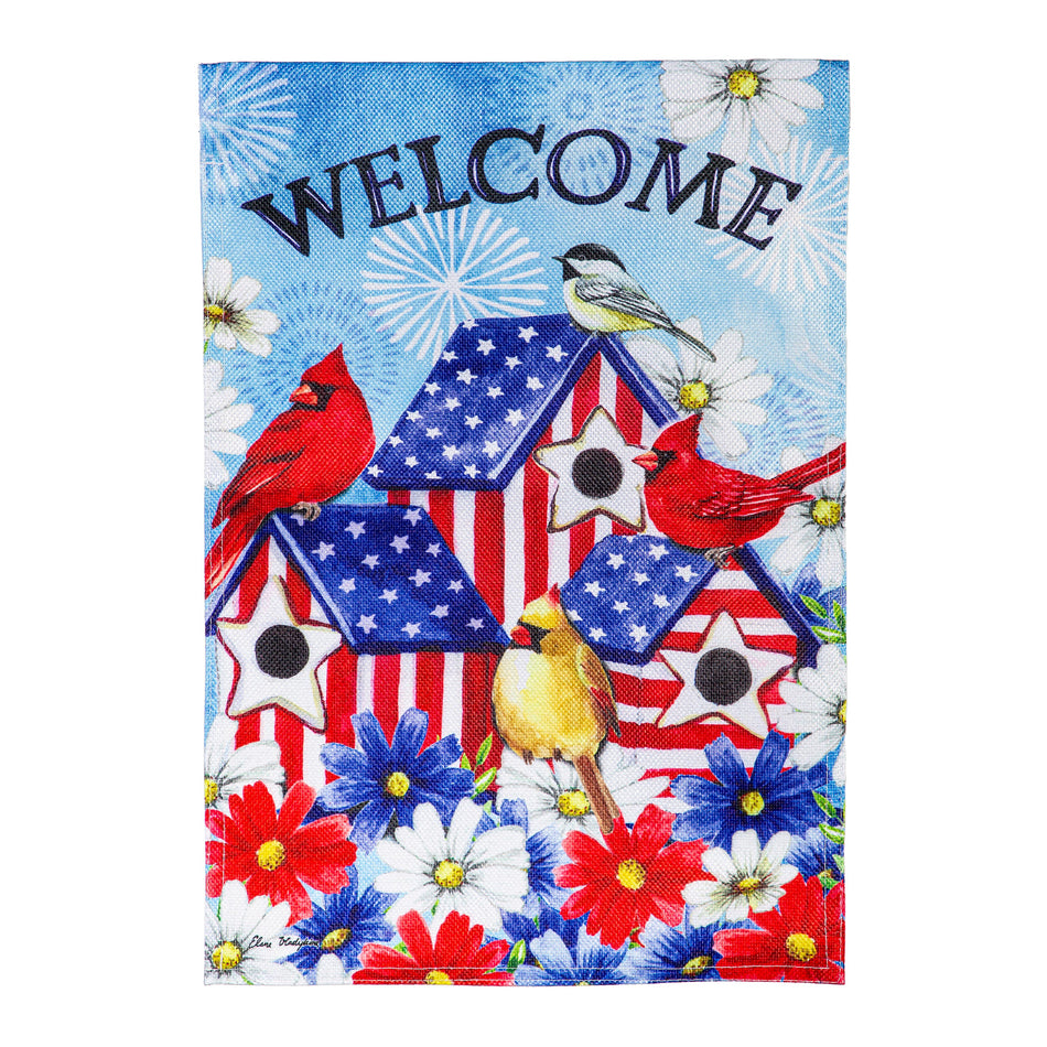 Patriotic Birdhouse Garden Flag