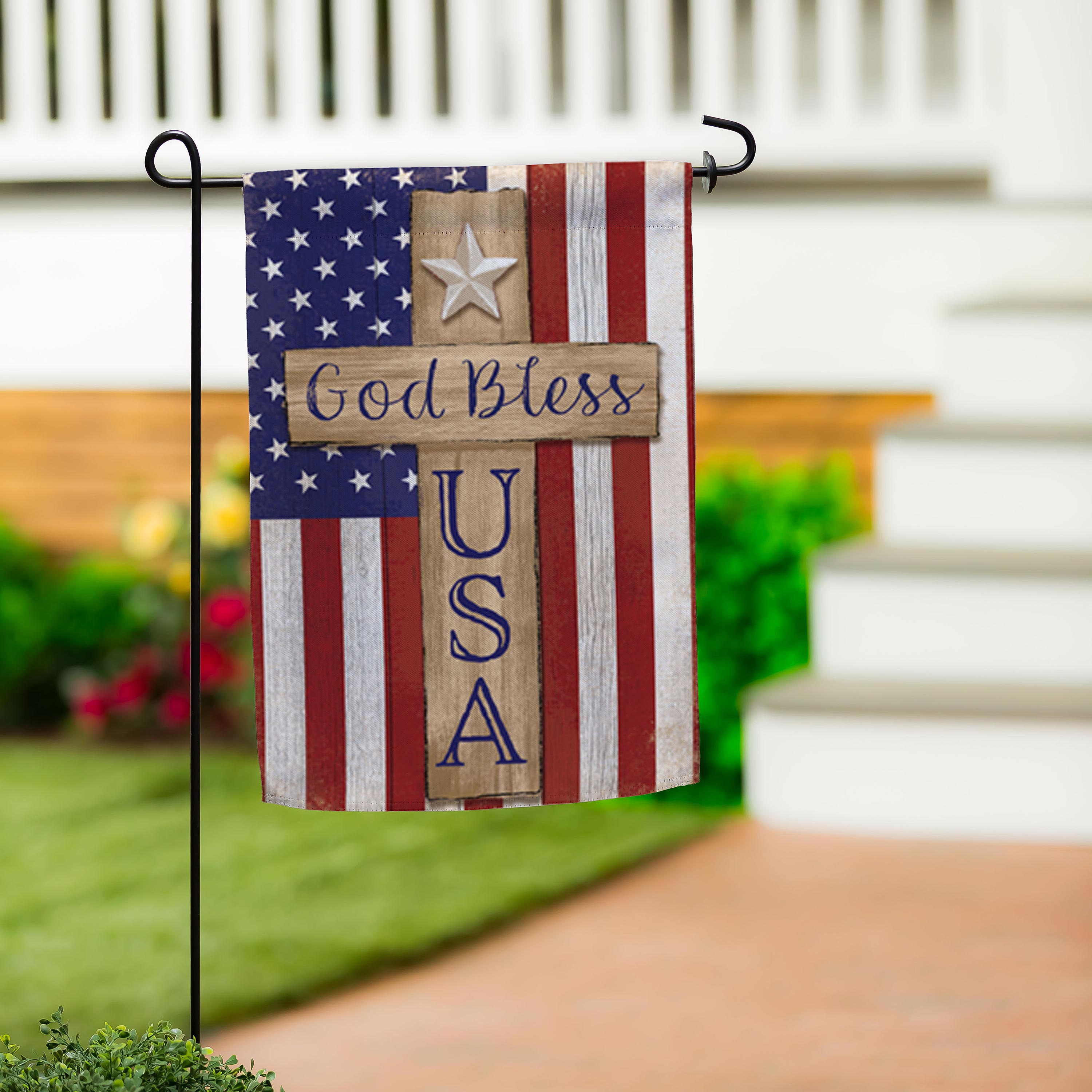 Patriotic Cross Garden Flag