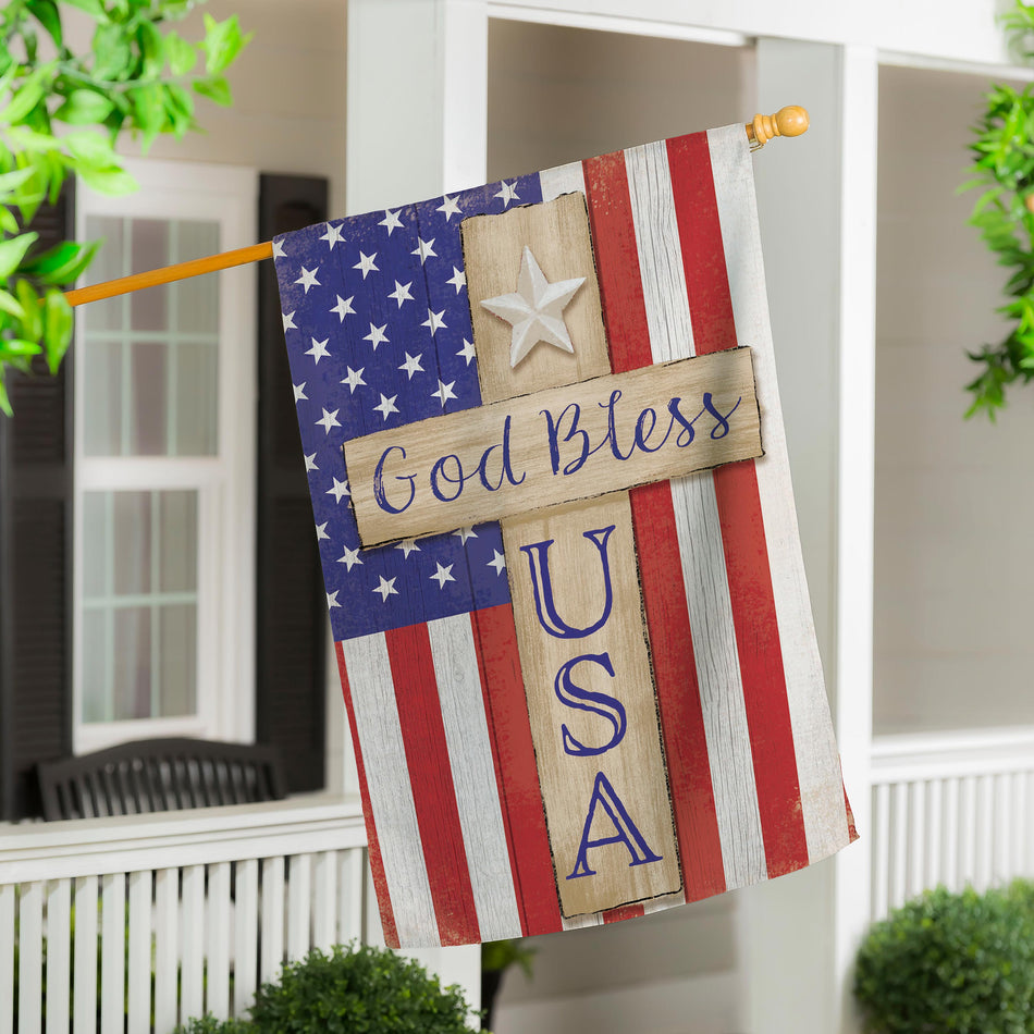 Patriotic Cross House Banner