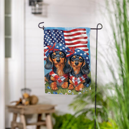 Patriotic Dachshund Duo Garden Flag