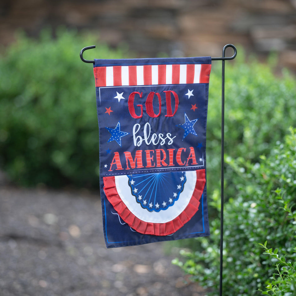 Patriotic God Bless America Appliqué Garden Flag