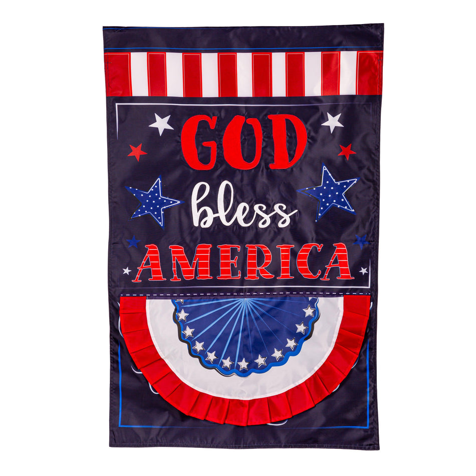Patriotic God Bless America Appliqué House Banner