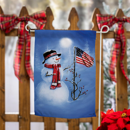 Patriotic Snowman Garden Flag
