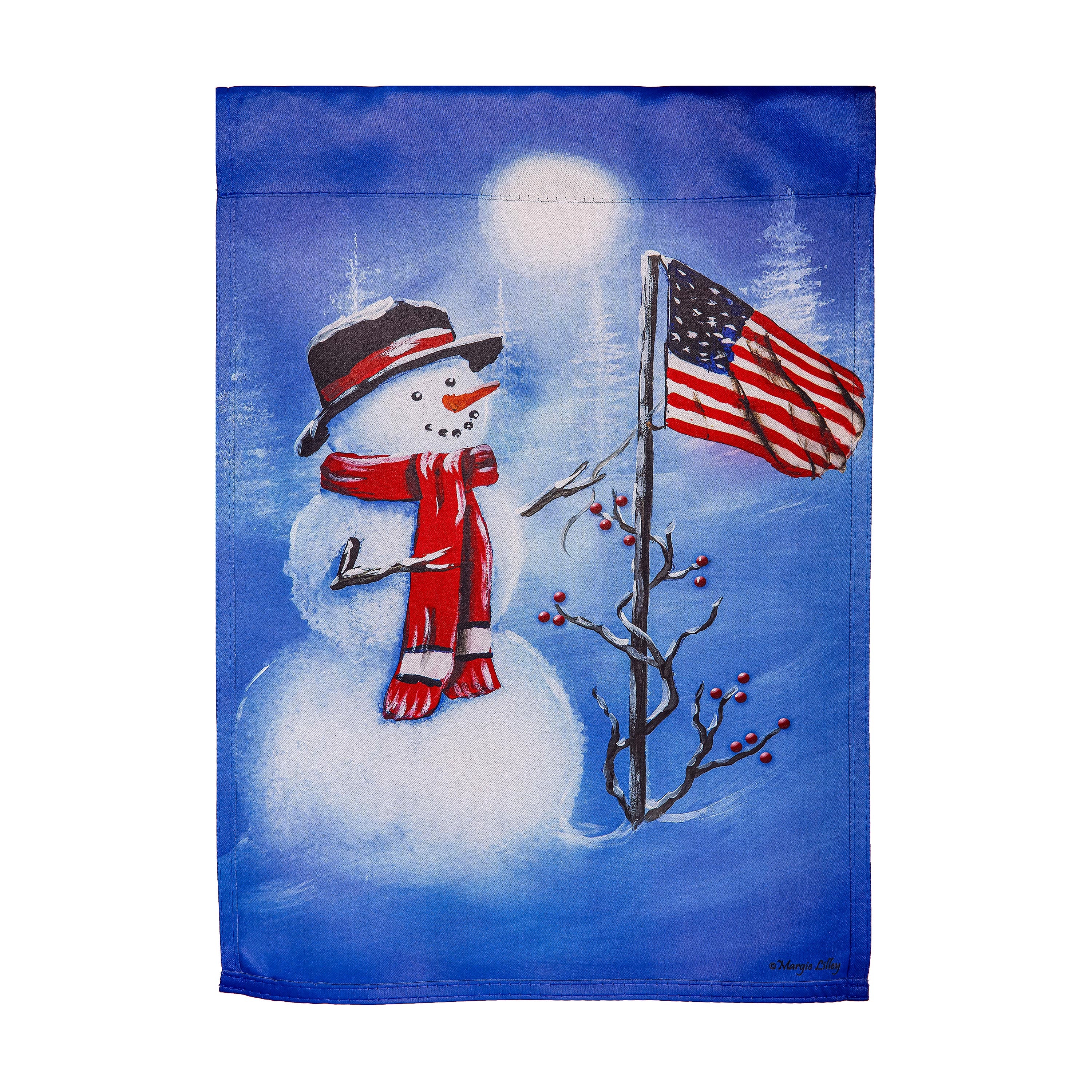 Patriotic Snowman Garden Flag