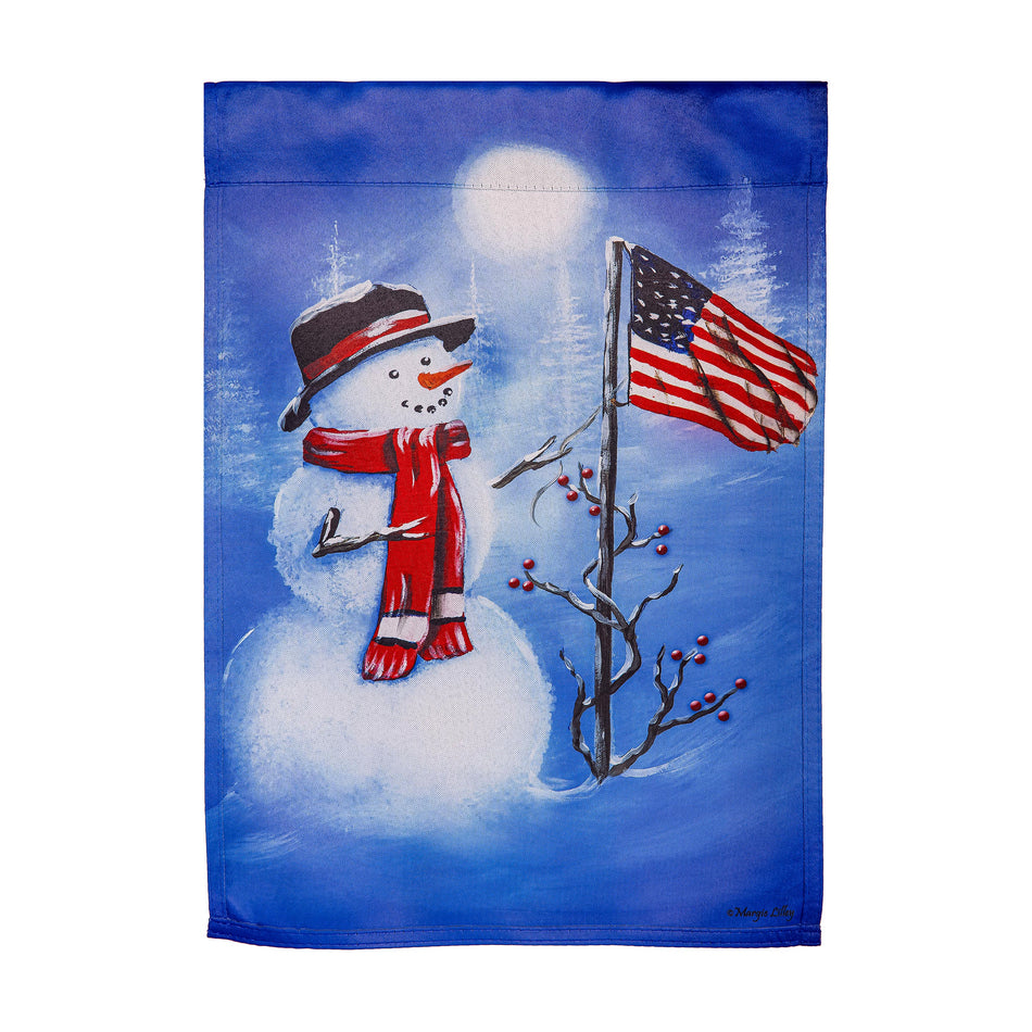 Patriotic Snowman Garden Flag