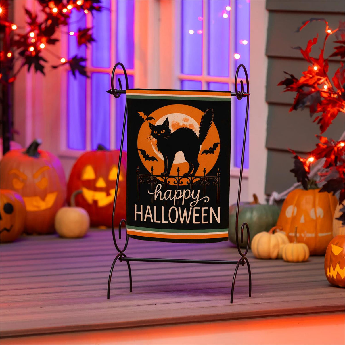 Pet Central Moonlit Black Cat Garden Flag